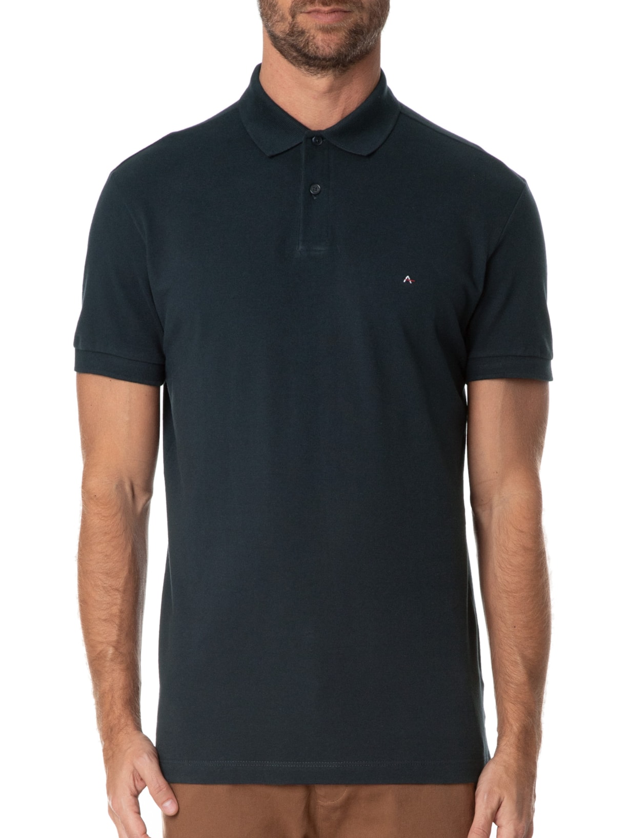Polo Masculina Detalhe Interno Azul Aramis