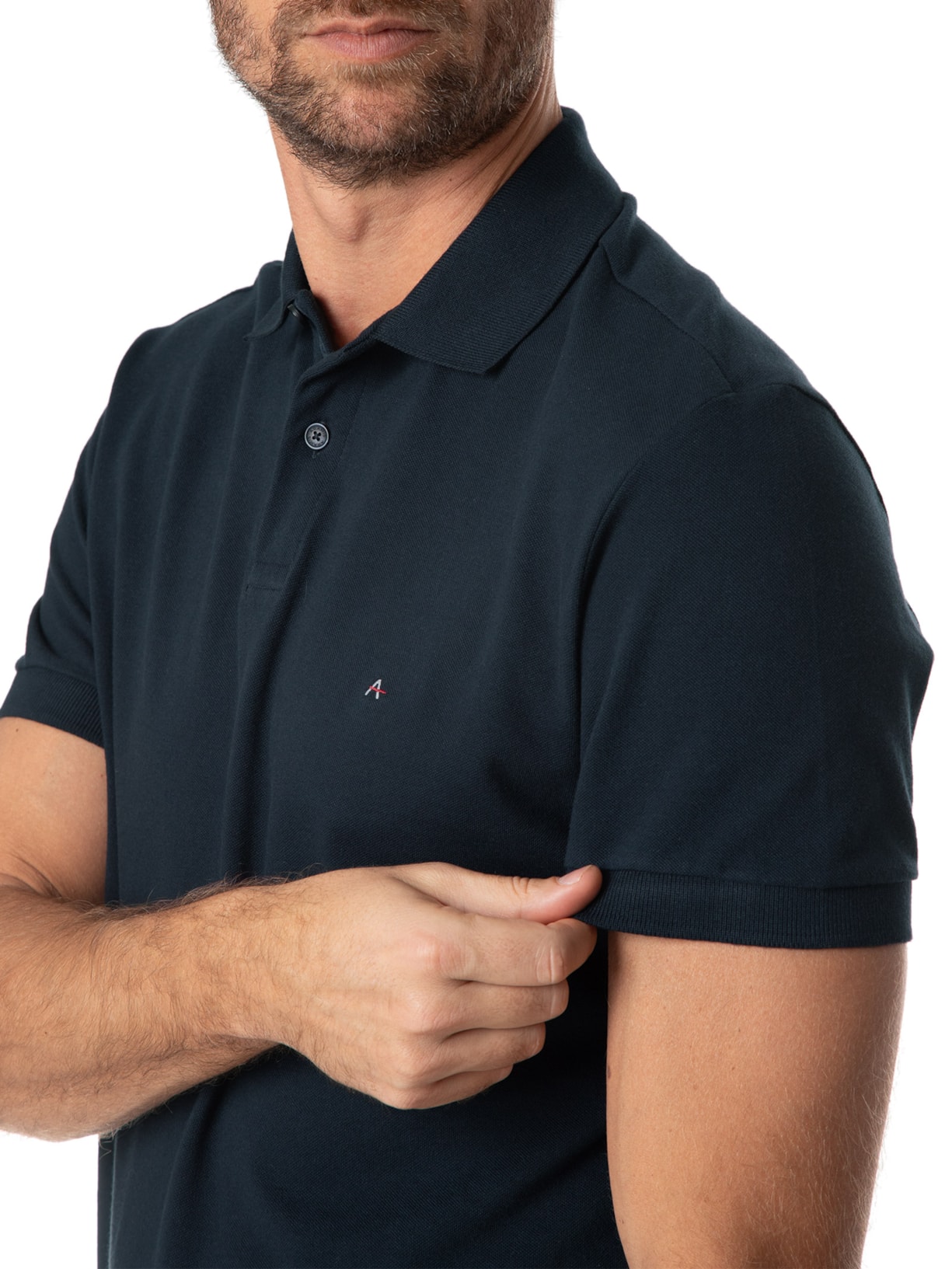 Polo Masculina Detalhe Interno Azul Aramis