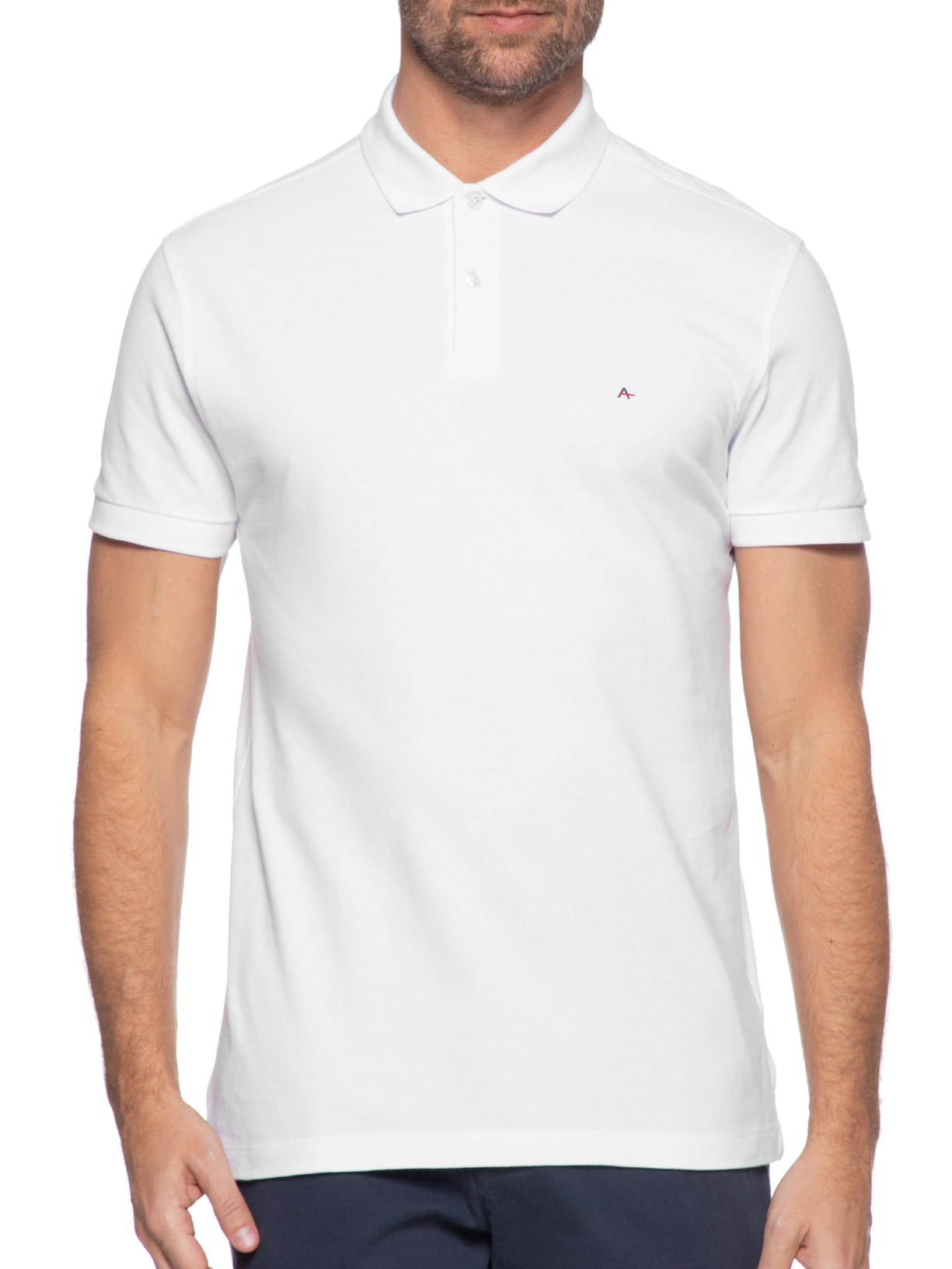 Polo Masculina Detalhe Interno Branco Aramis