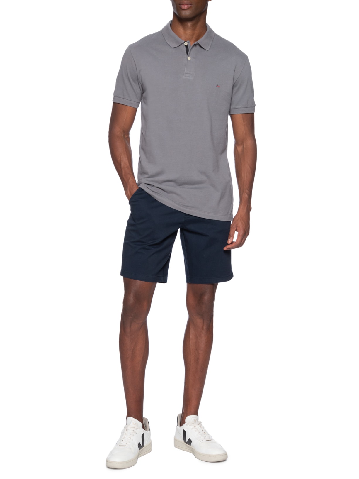 Polo Masculina Detalhe Interno Cinza Aramis