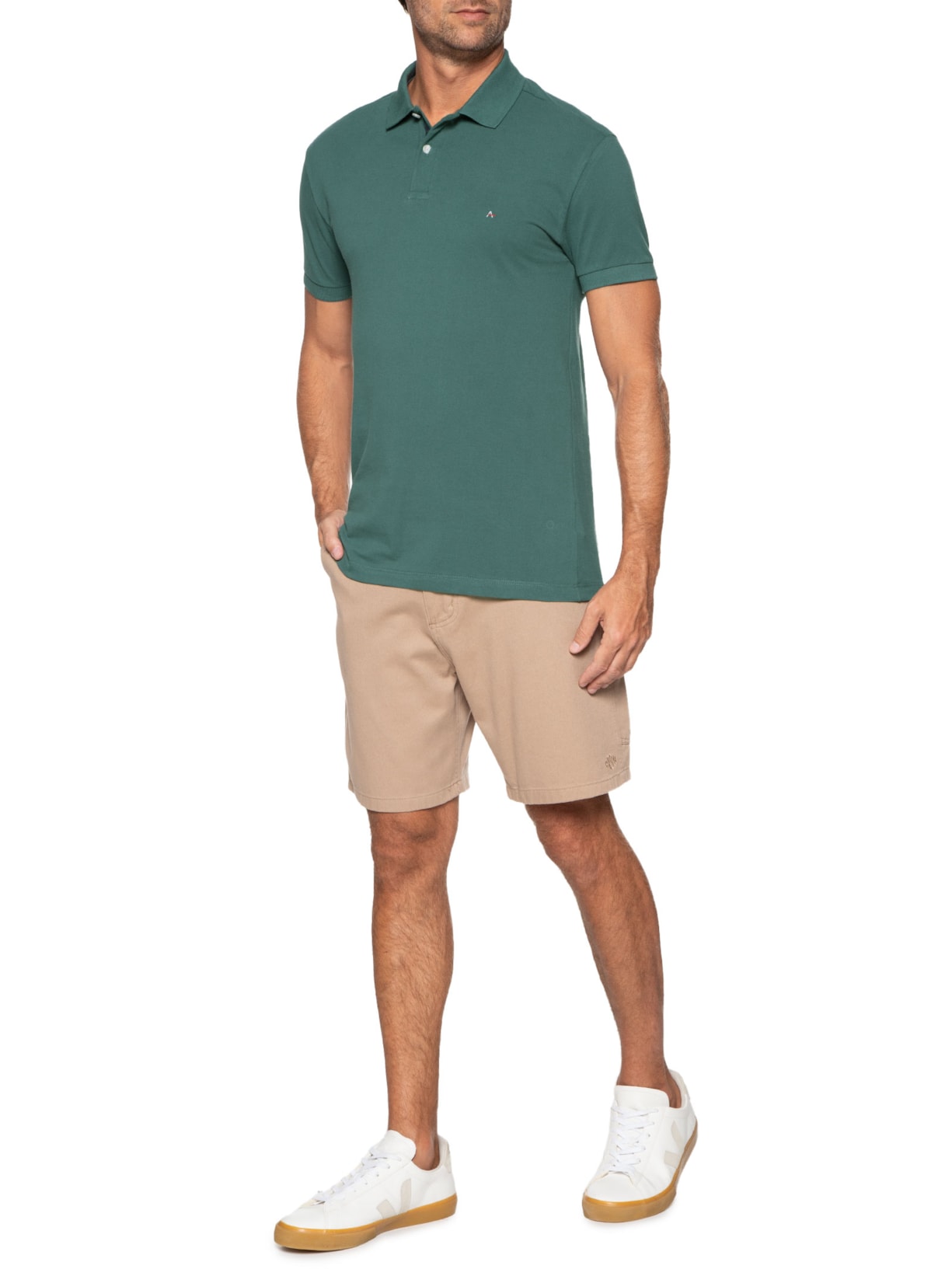 Polo Masculina Detalhe Interno Verde Aramis