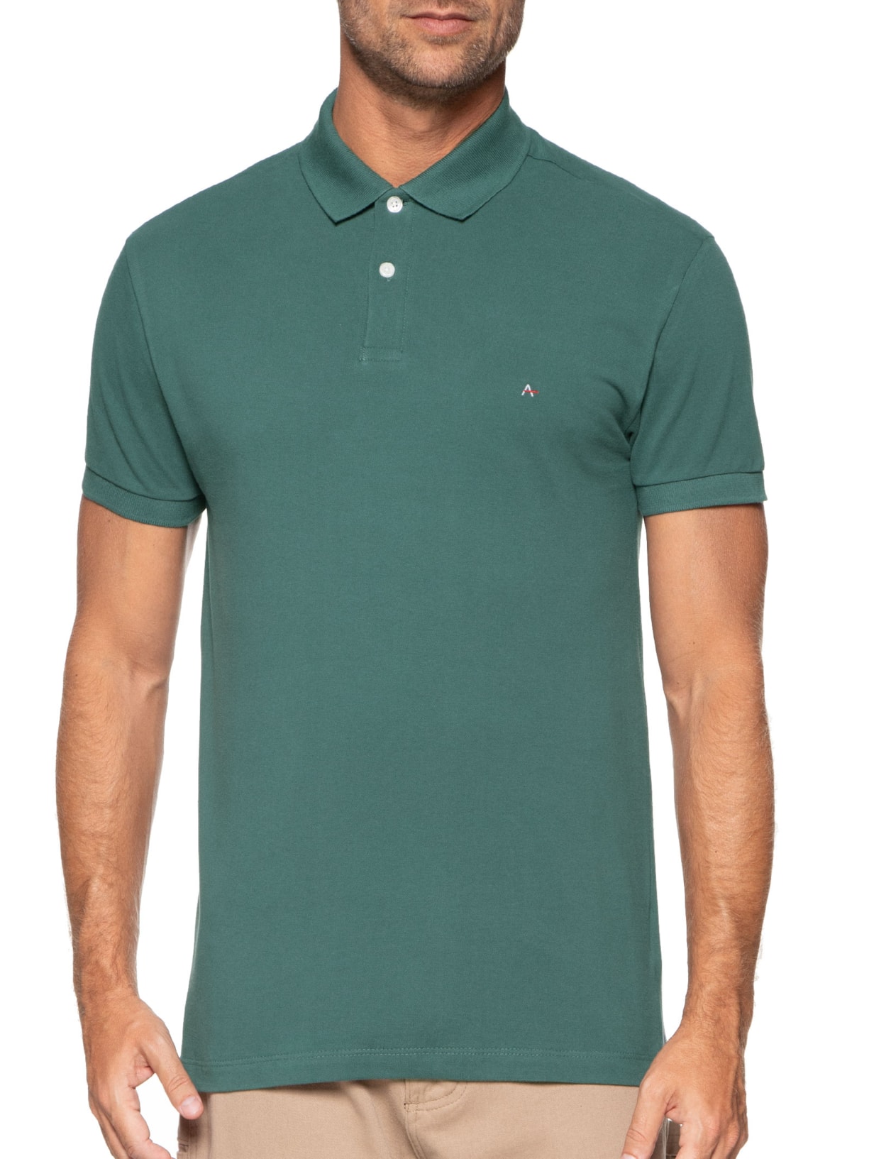 Polo Masculina Detalhe Interno Verde Aramis