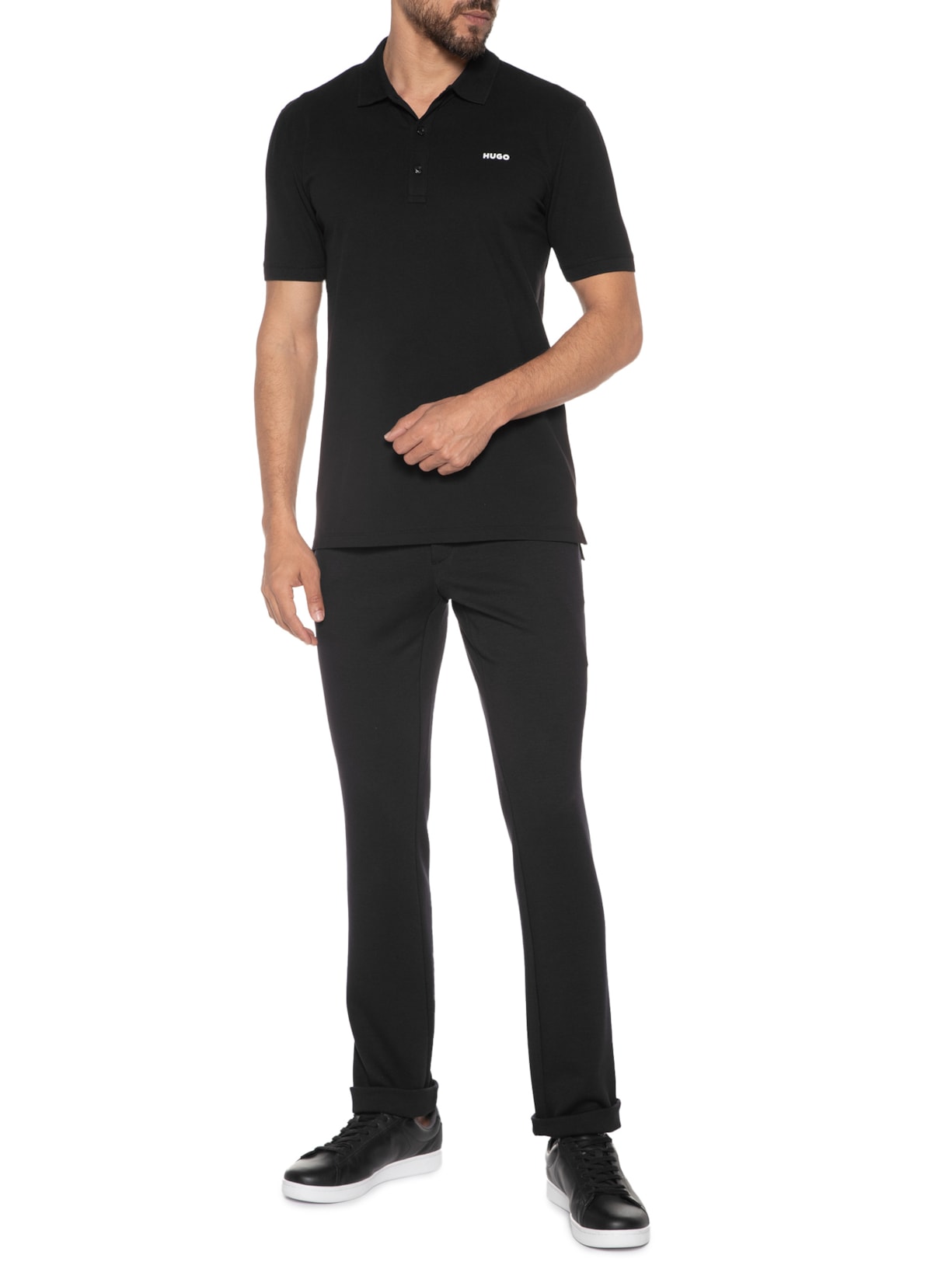 Polo Masculina Dinos Preto Hugo