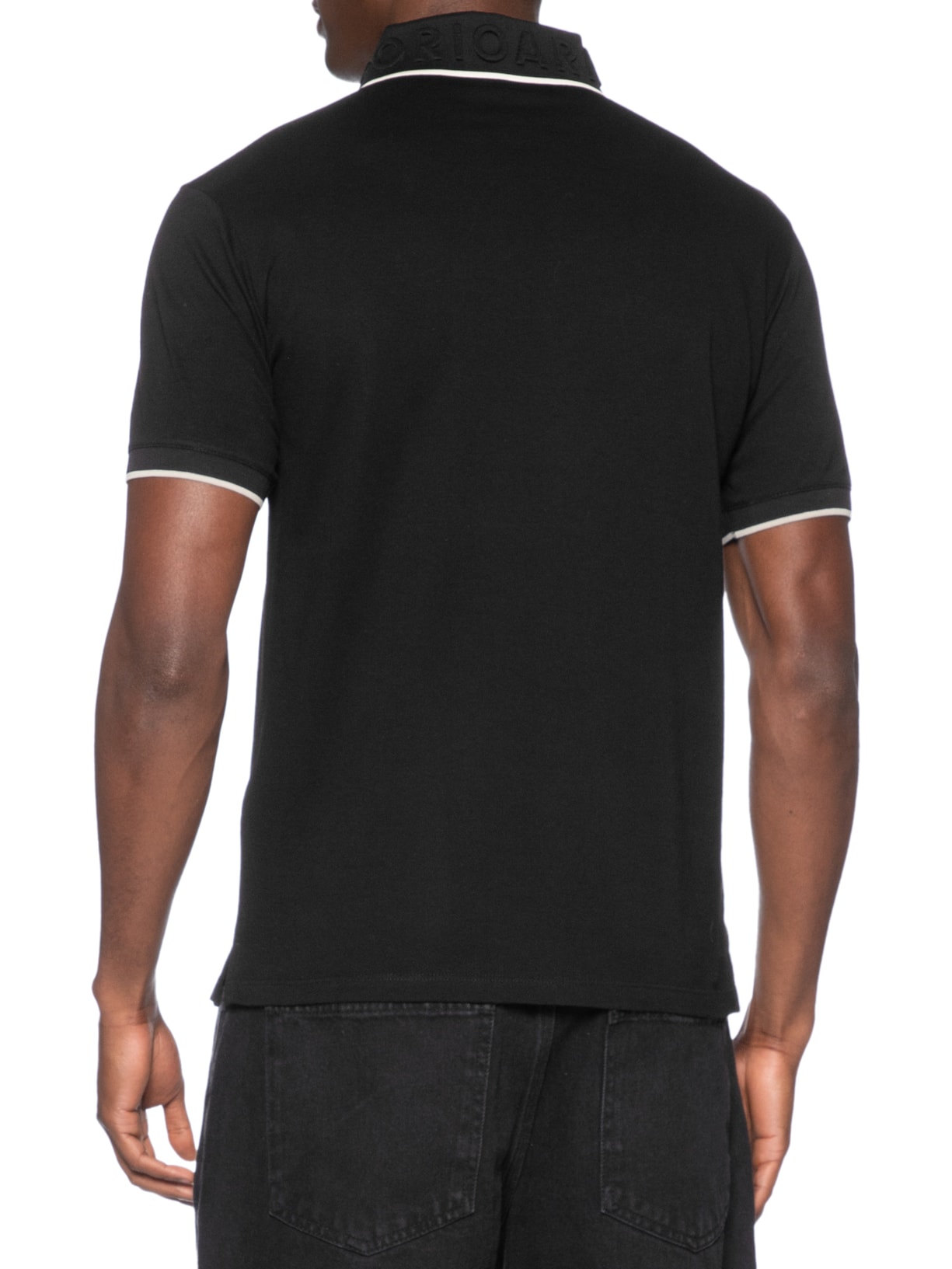 Polo Masculina EA Relevo Gola Preto Emporio Armani