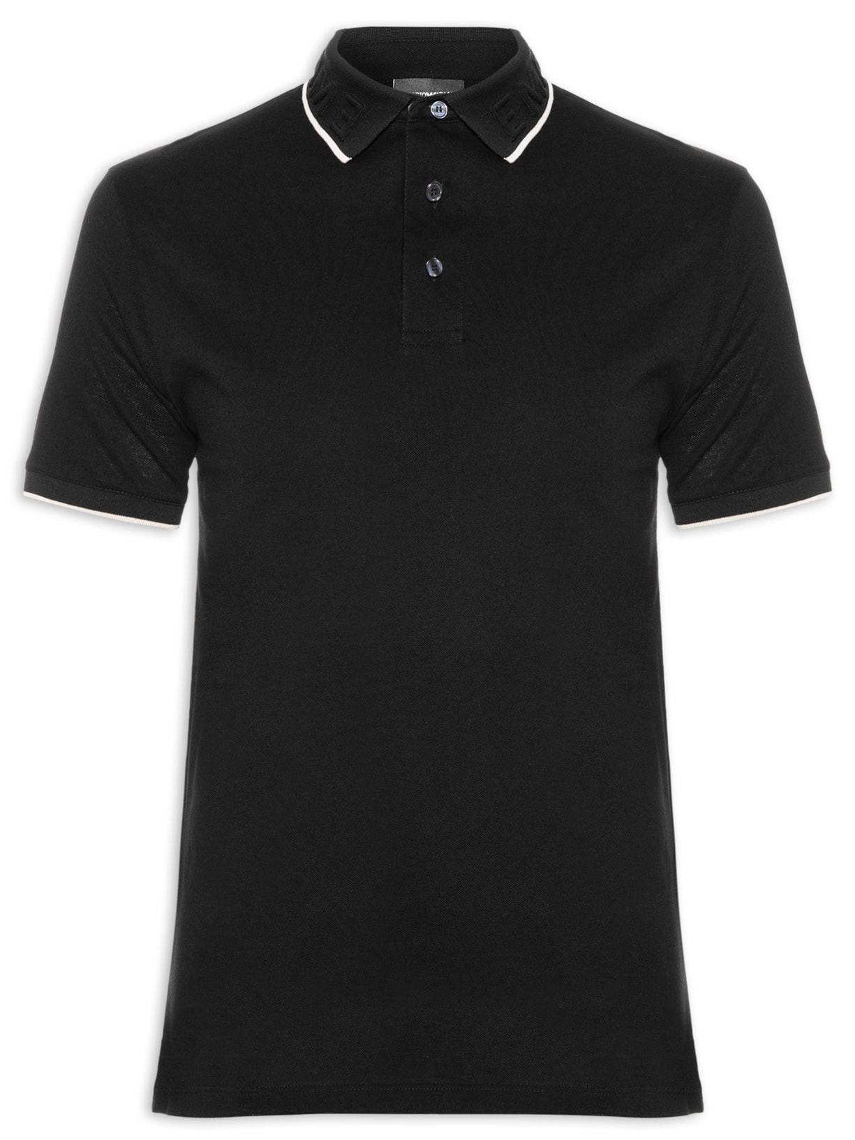Polo Masculina EA Relevo Gola Preto Emporio Armani