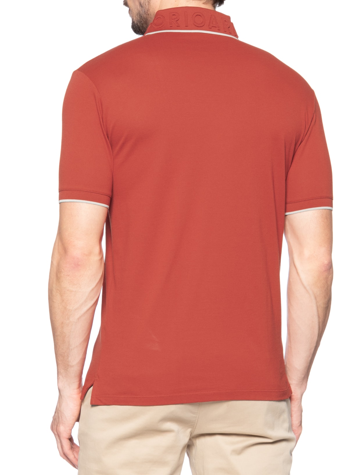 Polo Masculina EA Relevo Gola Vermelho Emporio Armani