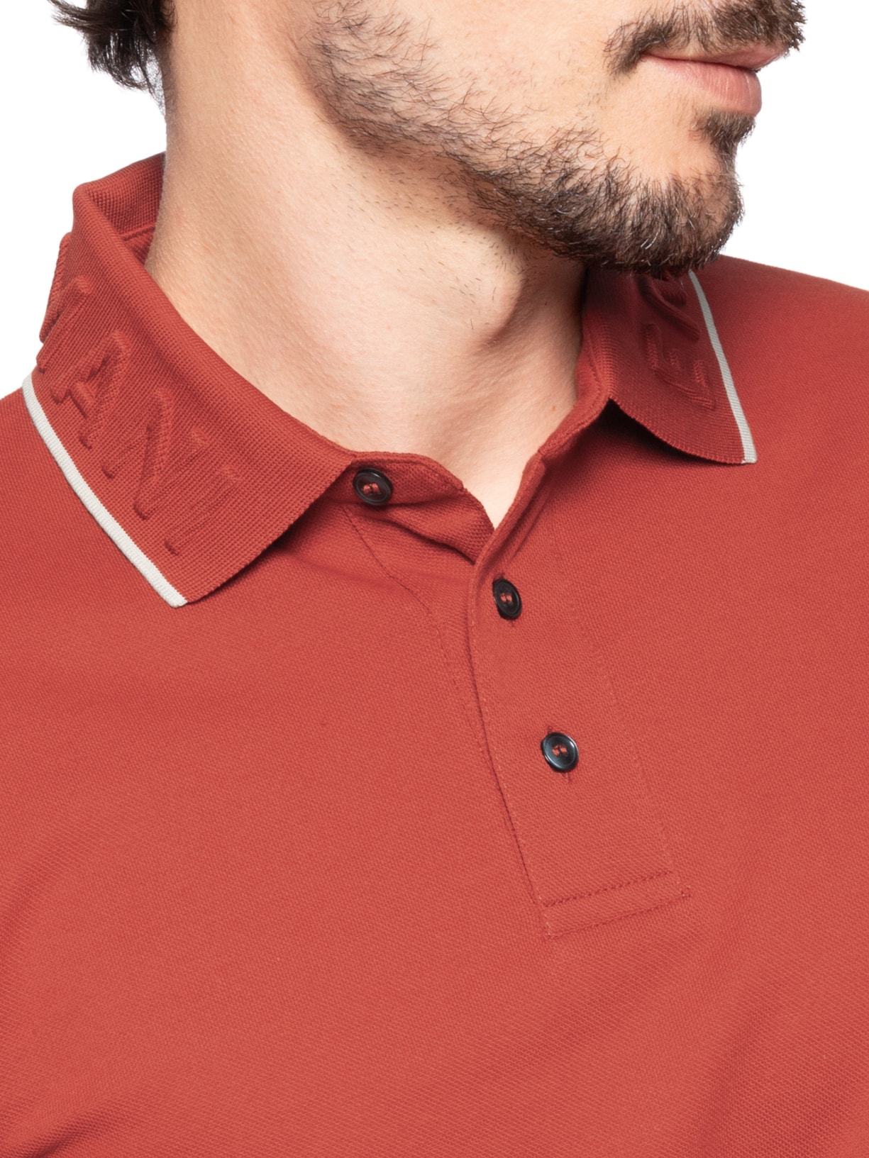 Polo Masculina EA Relevo Gola Vermelho Emporio Armani