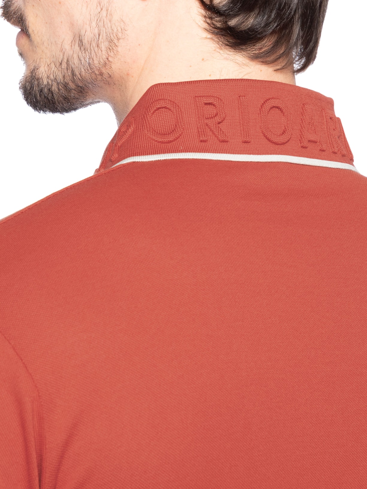 Polo Masculina EA Relevo Gola Vermelho Emporio Armani