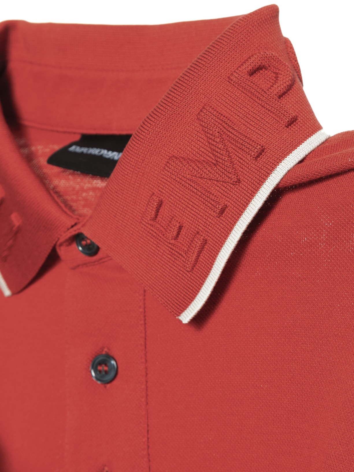 Polo Masculina EA Relevo Gola Vermelho Emporio Armani