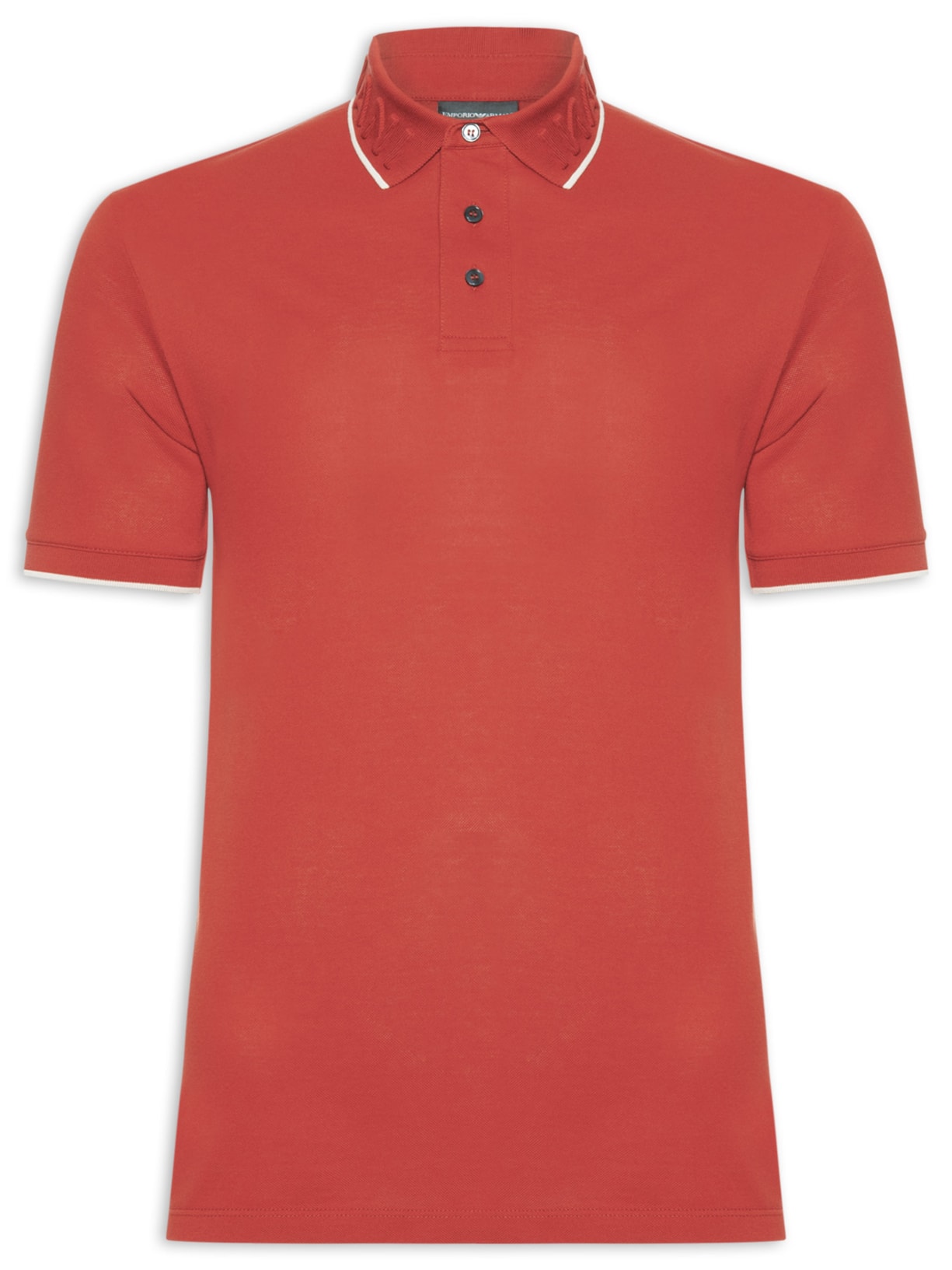 Polo Masculina EA Relevo Gola Vermelho Emporio Armani