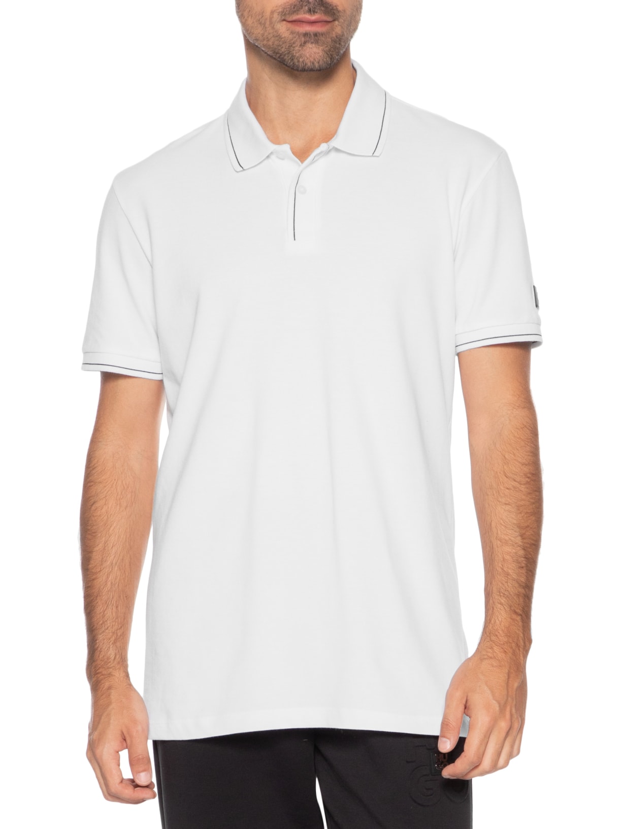 Polo Masculina Em Algodão Branco Calvin Klein Jeans