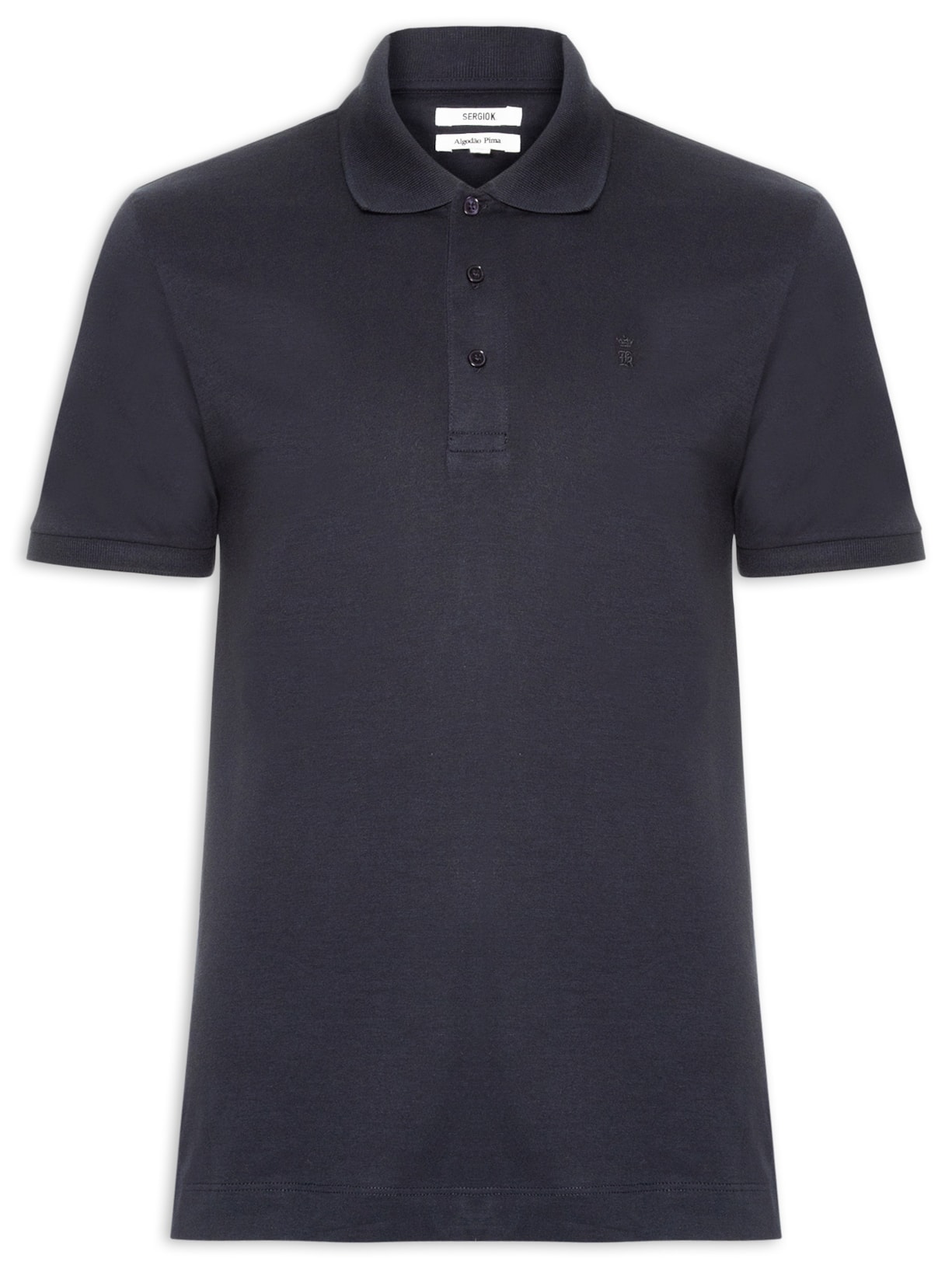Polo Masculina Em Algodão Pima - Azul