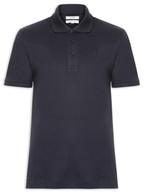 Polo Masculina Em Algodão Pima - Azul