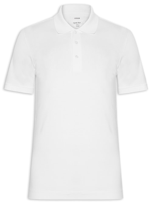 Polo Masculina Em Algodão Pima - Branco