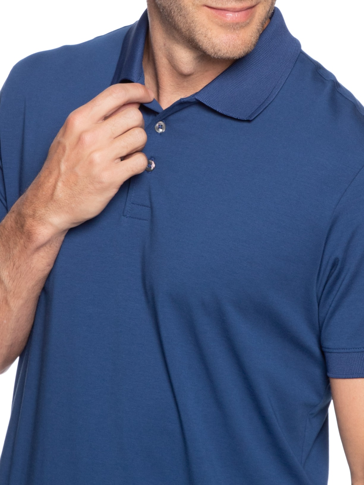 Polo Masculina em Algodão Pima Performing Azul Urban