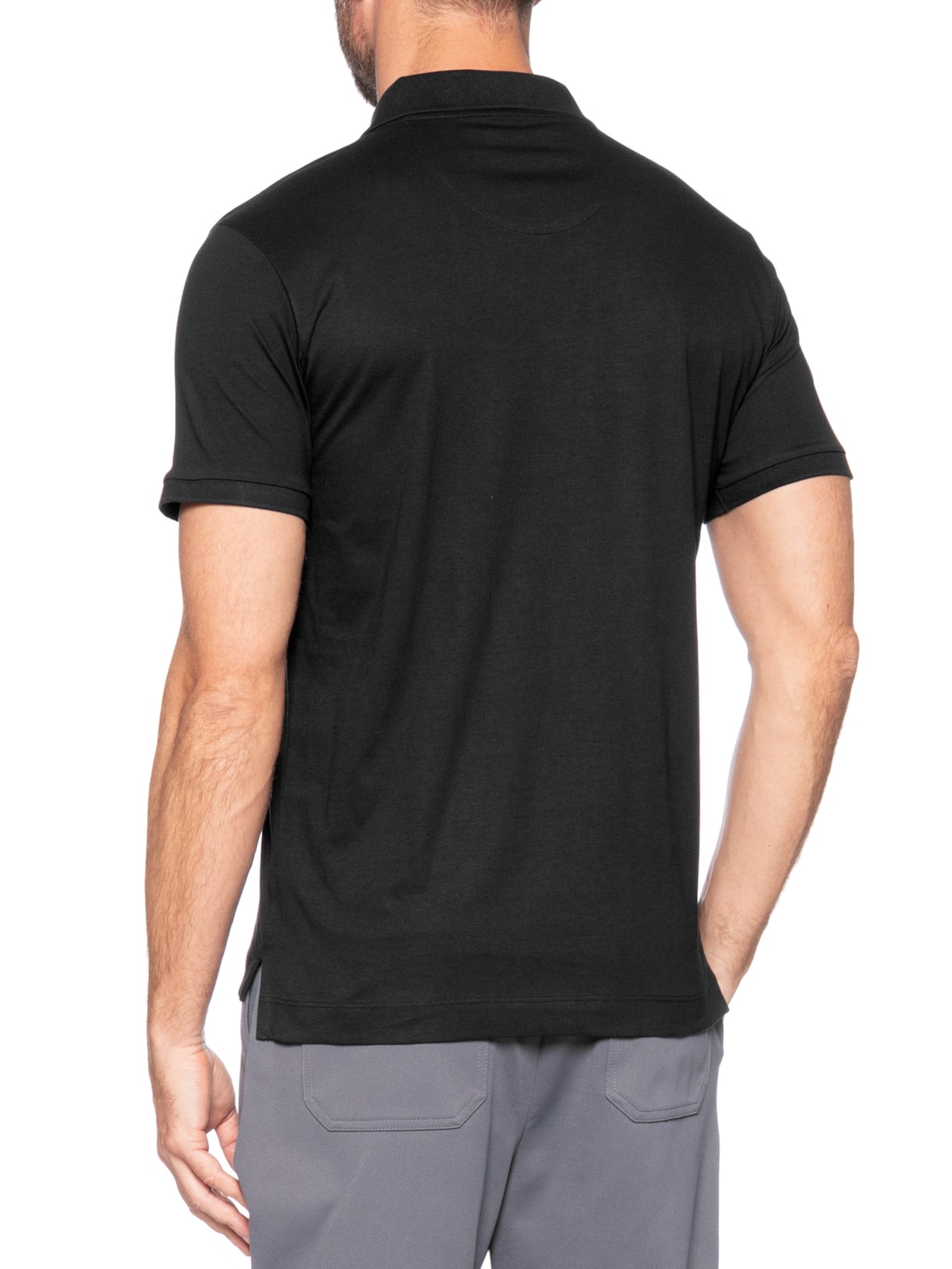 Polo Masculina Em Algodão Pima Preto Sergio K