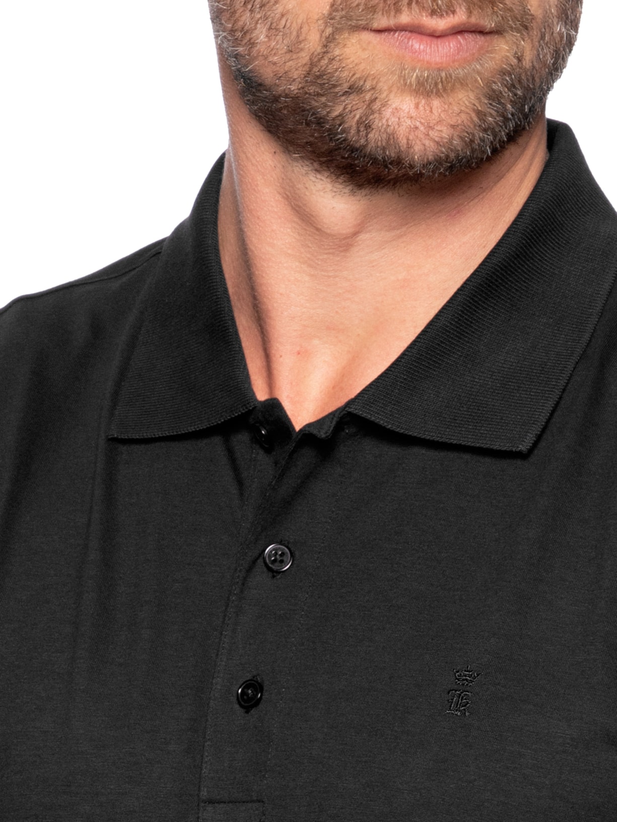 Polo Masculina Em Algodão Pima Preto Sergio K