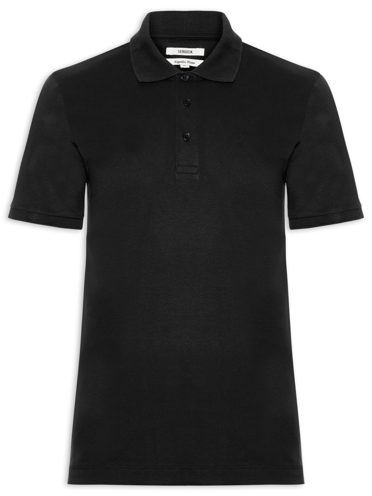 Polo Masculina Em Algodão Pima Preto Sergio K