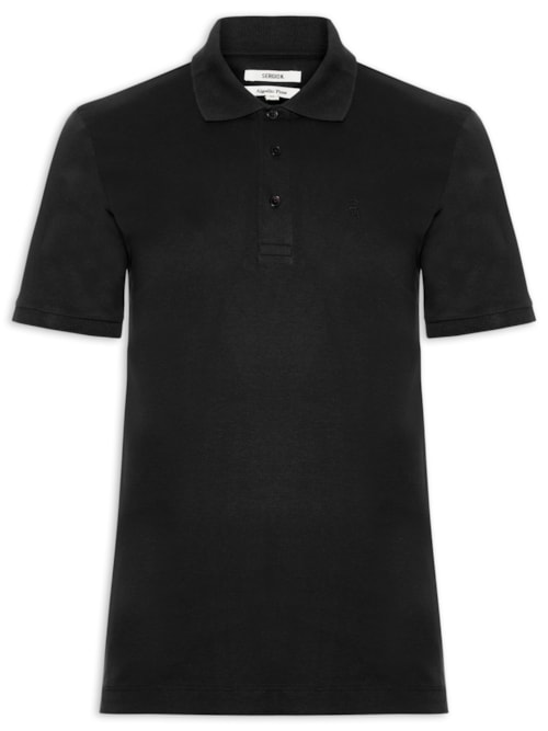 Polo Masculina Em Algodão Pima - Preto