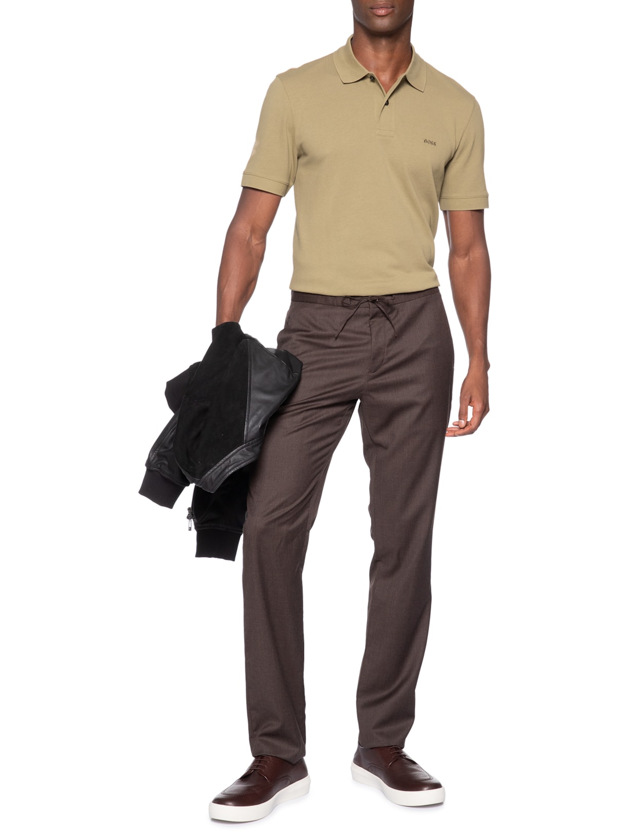 Polo Masculina Em Algodão Piqué Pallas Bege Boss