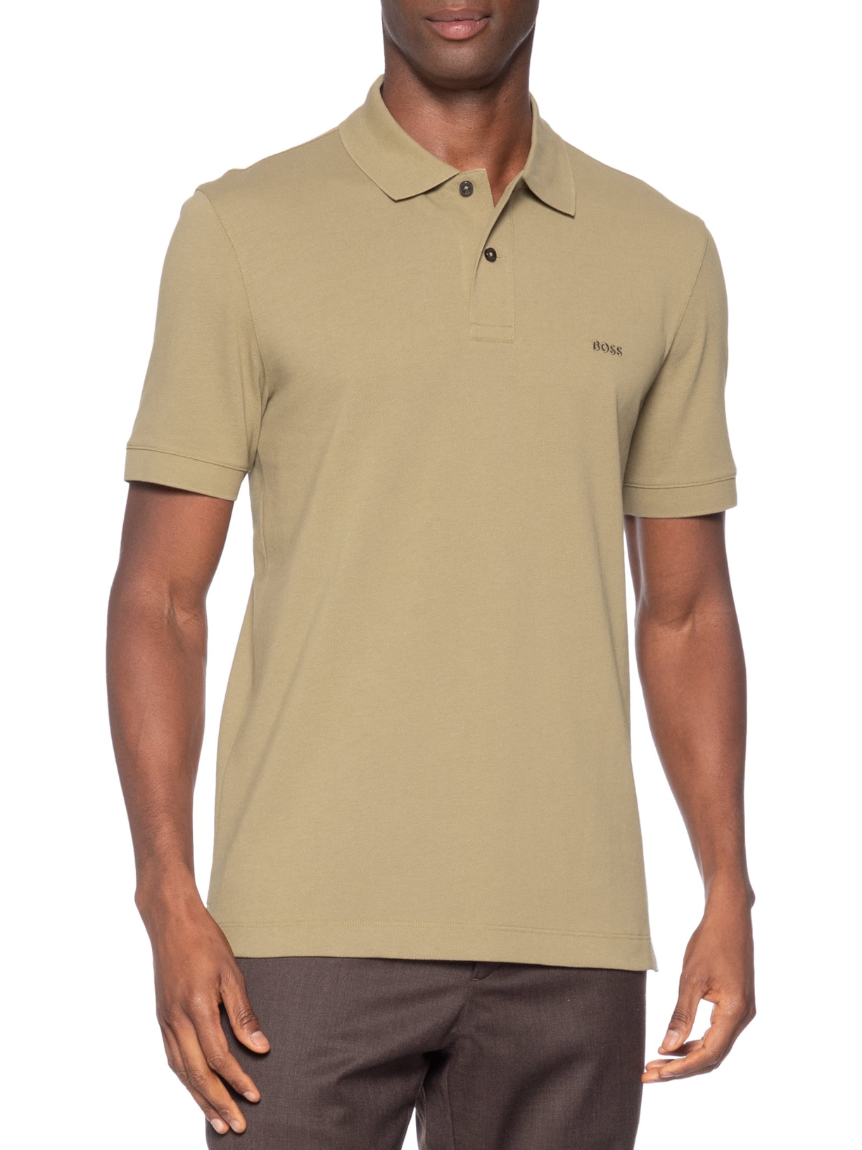 Polo Masculina Em Algodão Piqué Pallas Bege Boss