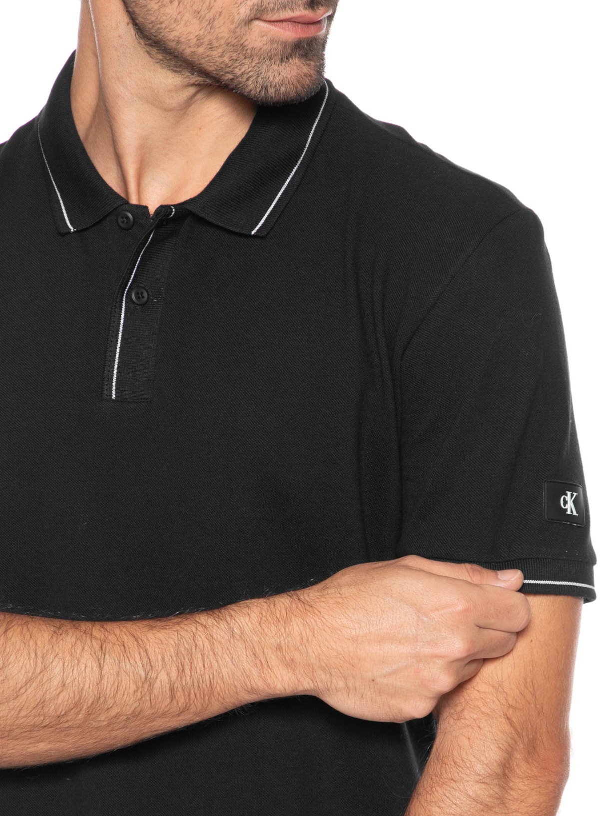 Polo Masculina Em Algodão Preto Calvin Klein Jeans