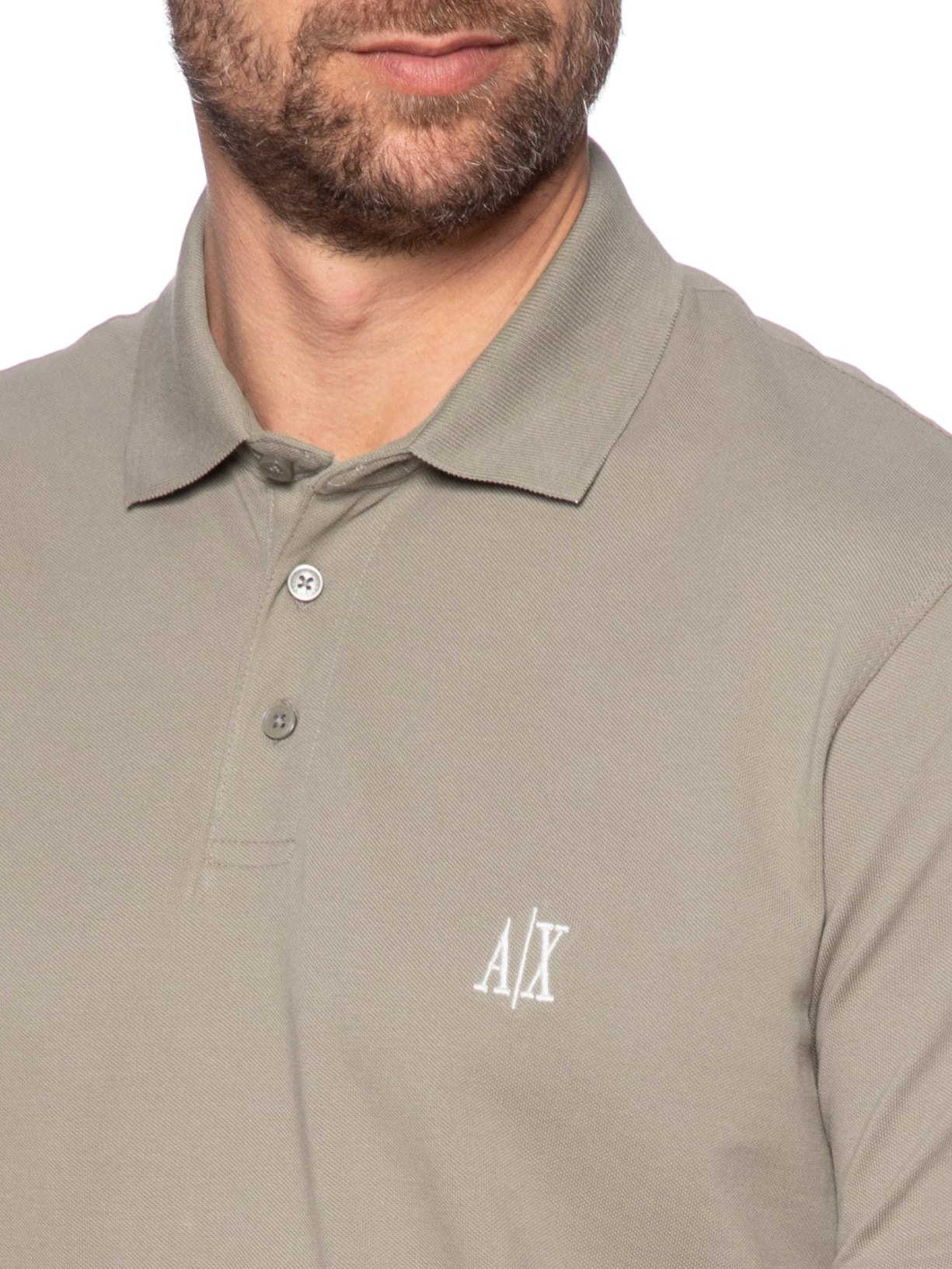 Polo Masculina Em Algodão Regular Fit Icon Logo A|X Bege Armani Exchange