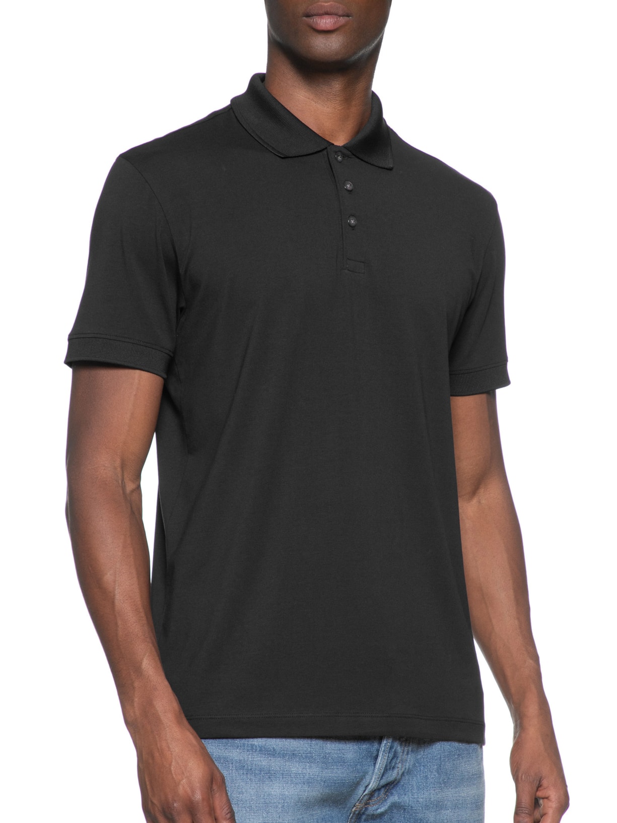Polo Masculina em Algodãoa Pima Performing Preto Urban