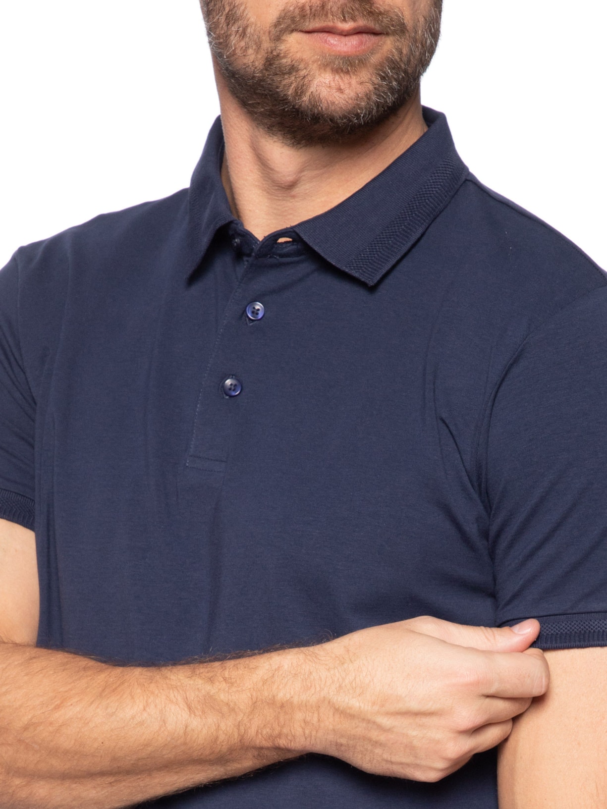 Polo Masculina Em Malha Azul '2 Essential