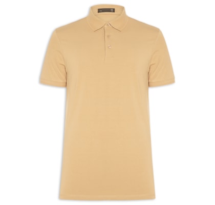 Polo Masculina Em Malha - Bege