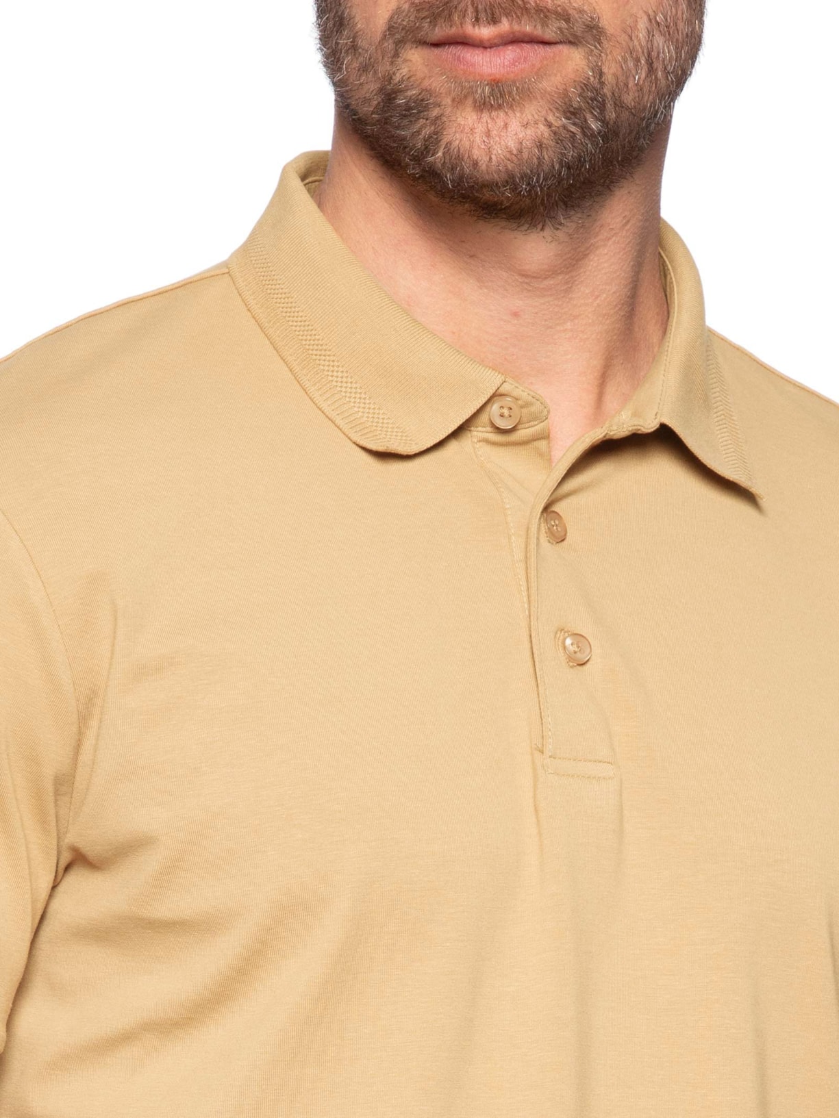 Polo Masculina Em Malha Bege '2 Essential