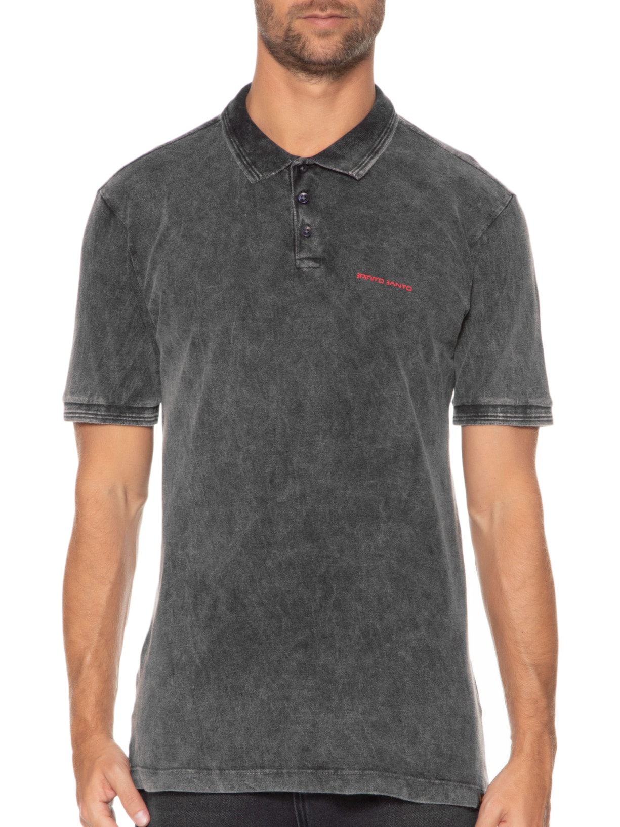 Polo Masculina Em Malha Marmorizada Preto Spirito Santo