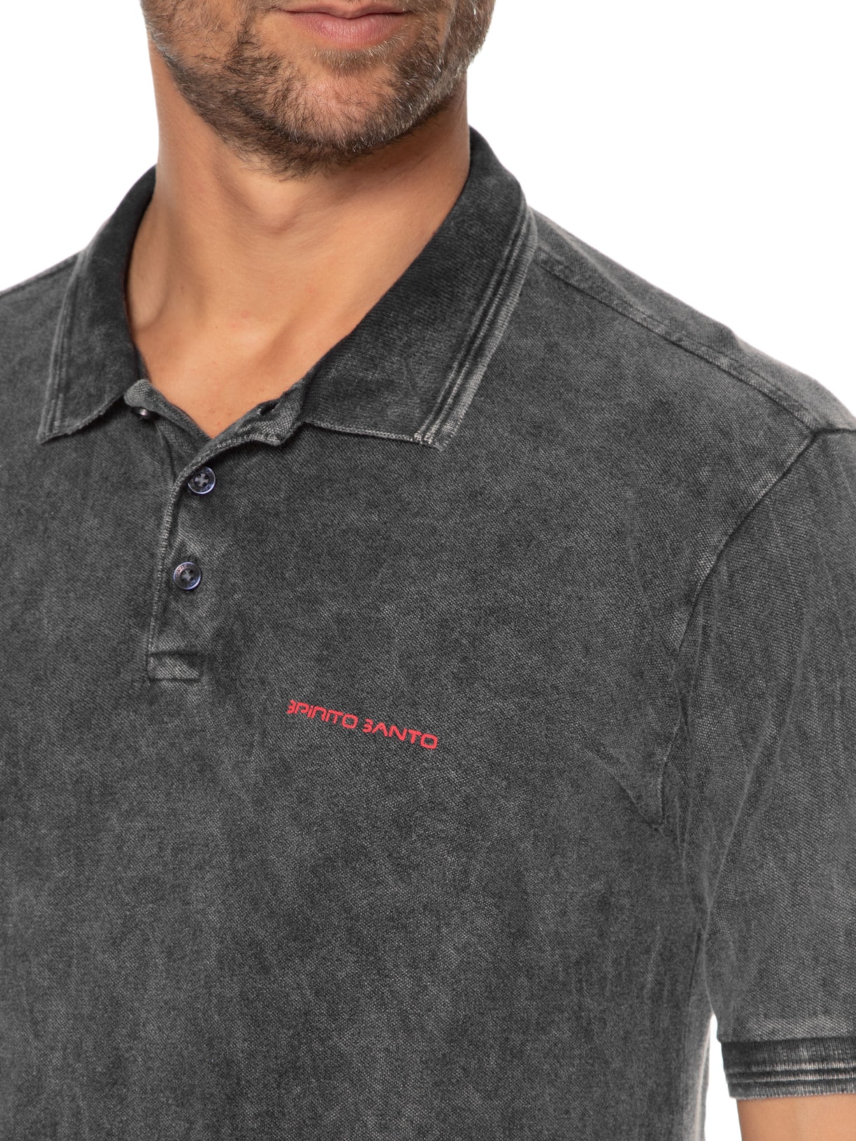 Polo Masculina Em Malha Marmorizada Preto Spirito Santo