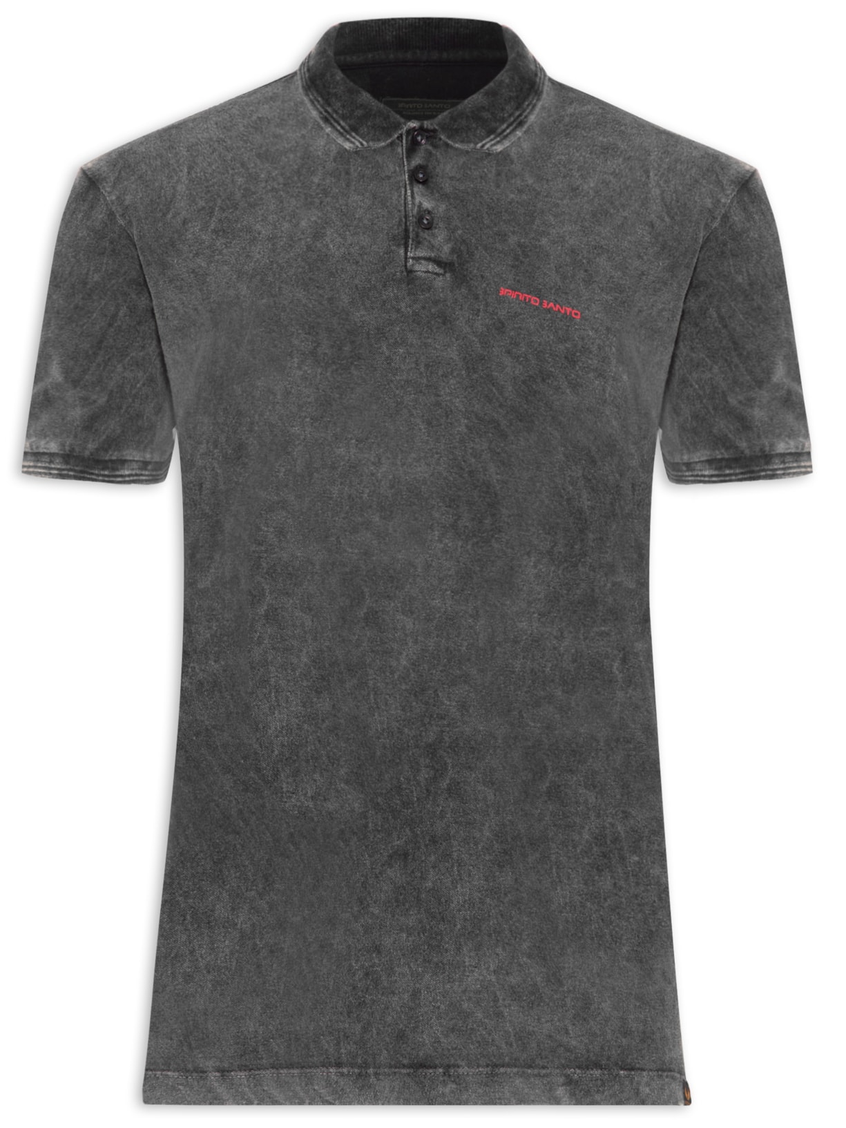 Polo Masculina Em Malha Marmorizada - Preto