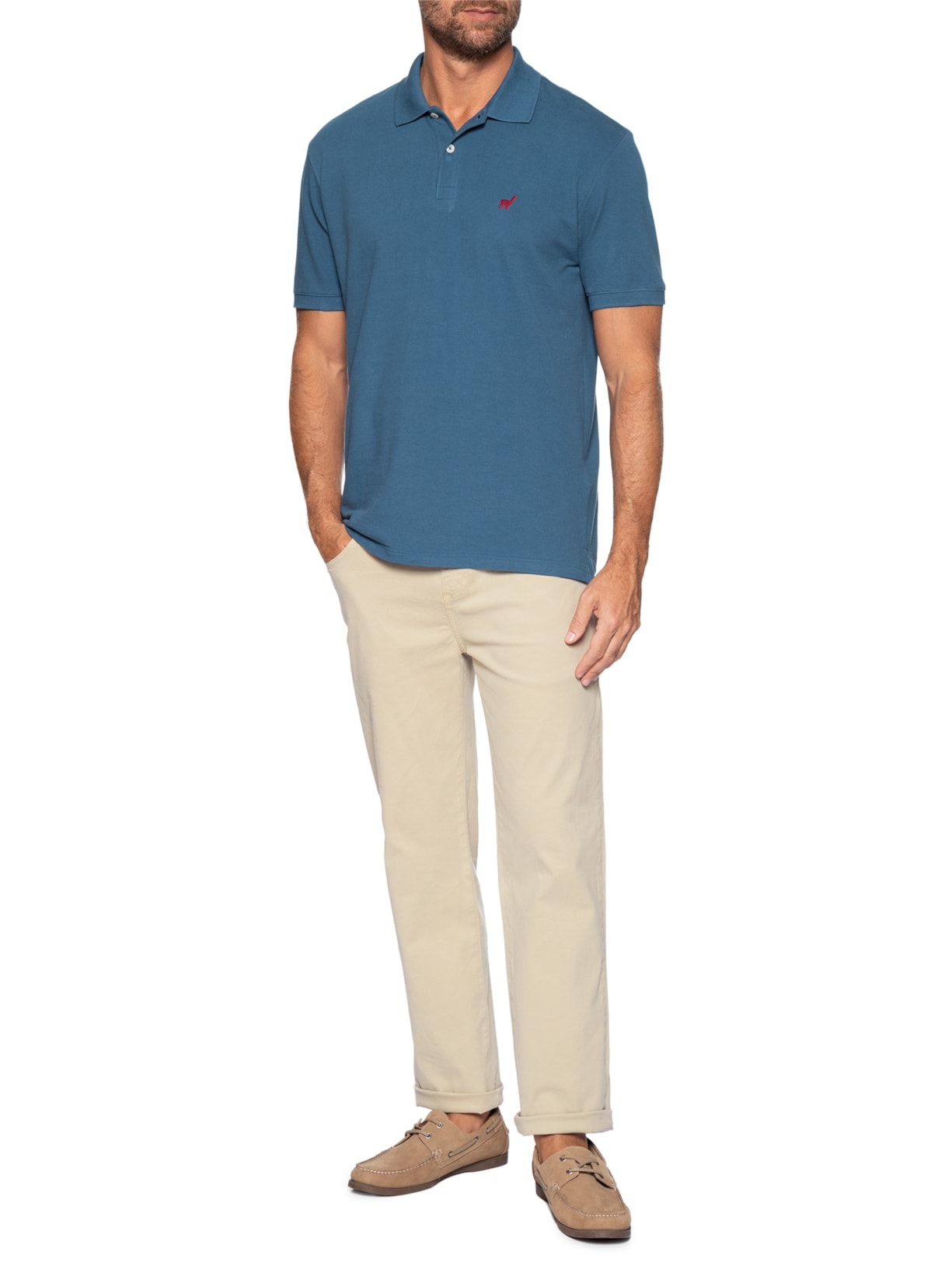 Polo Masculina Em Malha Piquet Azul Zapalla