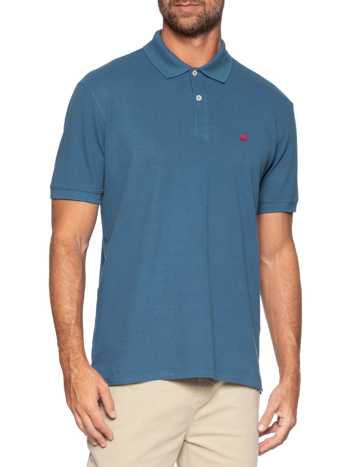 Polo Masculina Em Malha Piquet Azul Zapalla