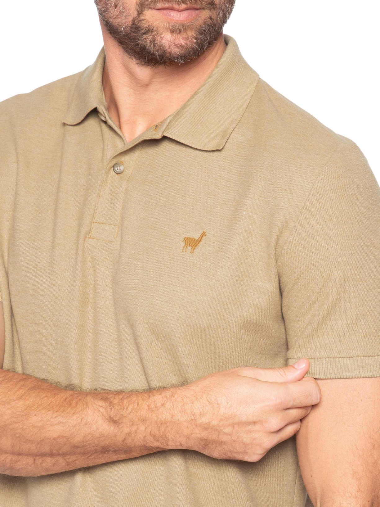 Polo Masculina Em Malha Piquet Mescla Color Marrom Zapalla