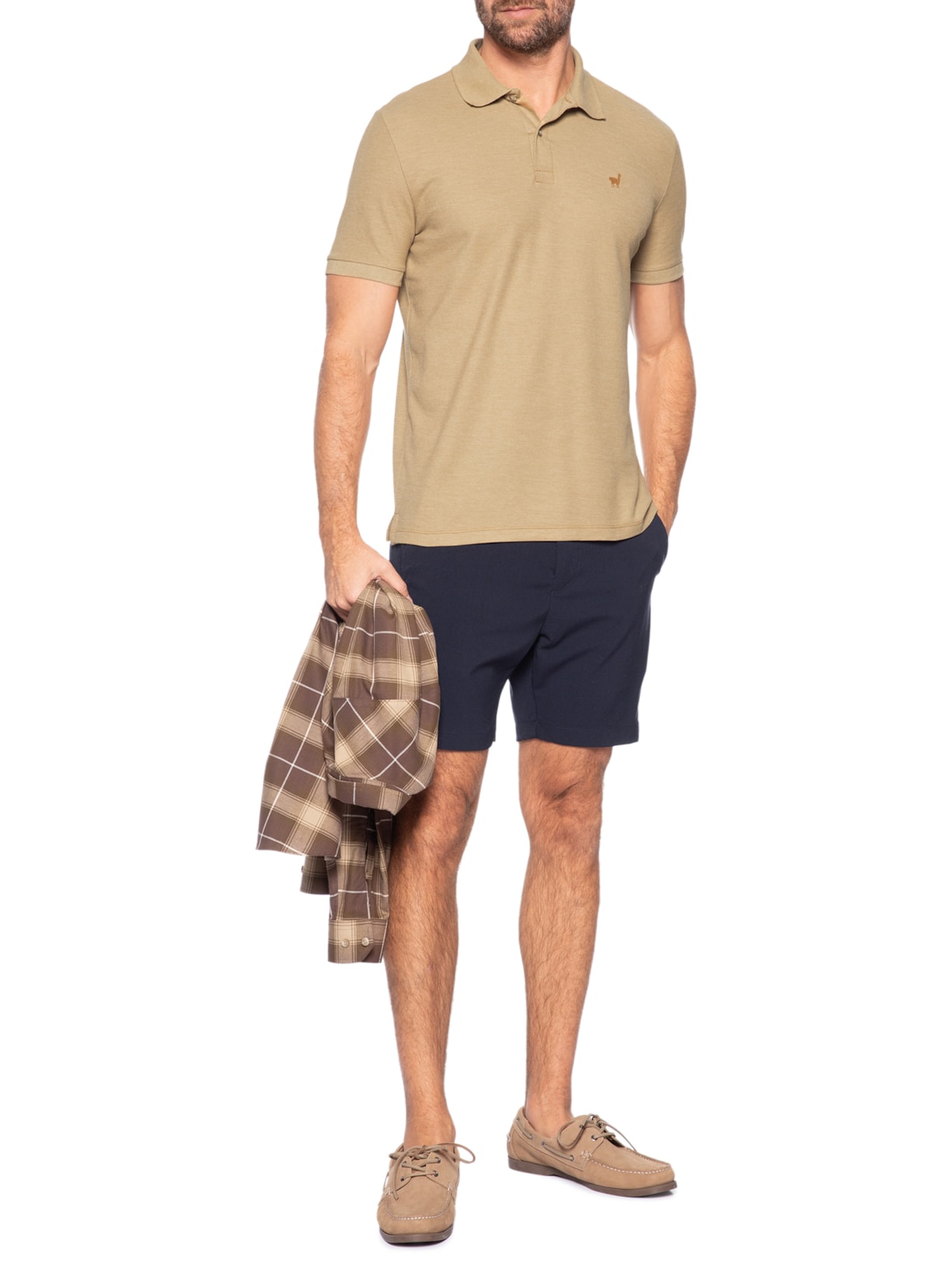 Polo Masculina Em Malha Piquet Mescla Color Marrom Zapalla
