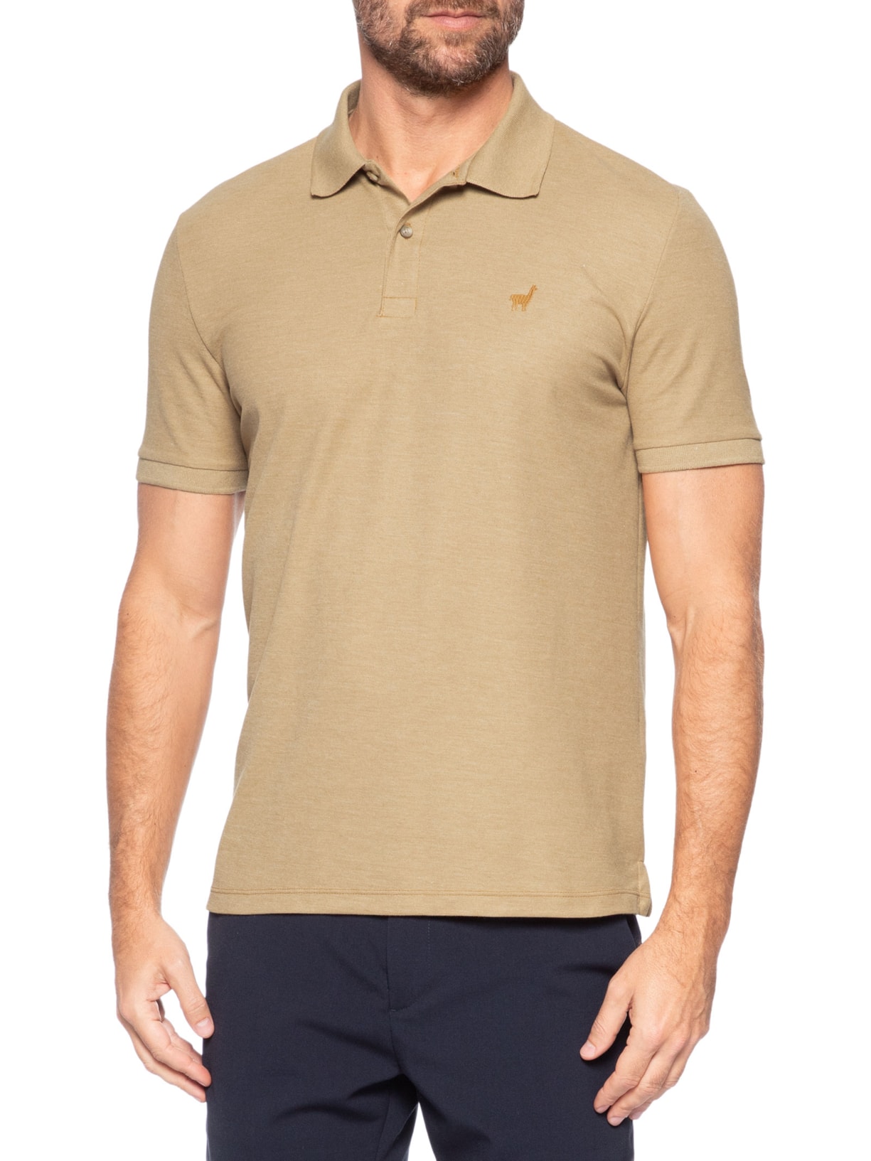 Polo Masculina Em Malha Piquet Mescla Color Marrom Zapalla