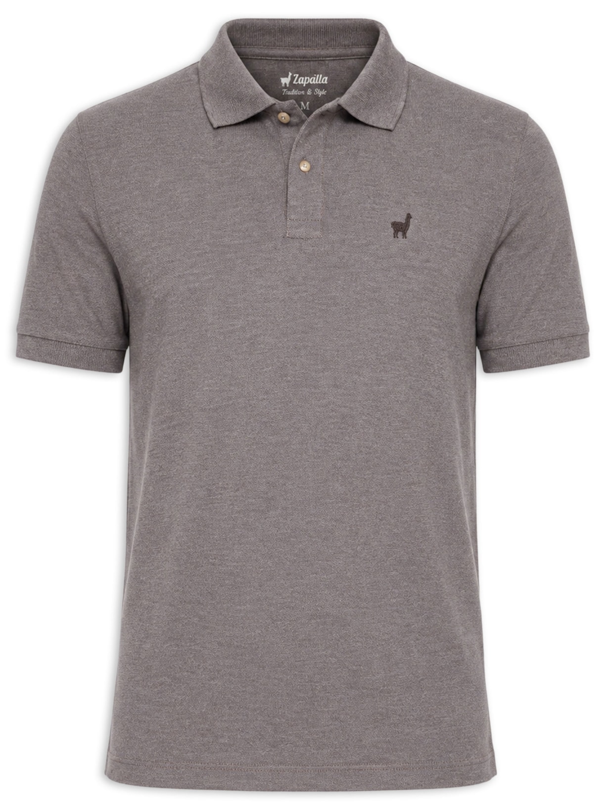 Polo Masculina Em Malha Piquet Mescla Color Marrom Zapalla