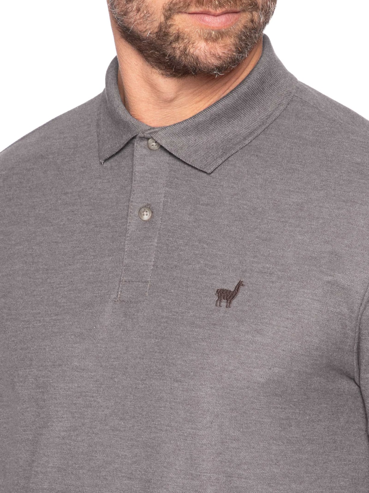 Polo Masculina Em Malha Piquet Mescla Color Marrom Zapalla