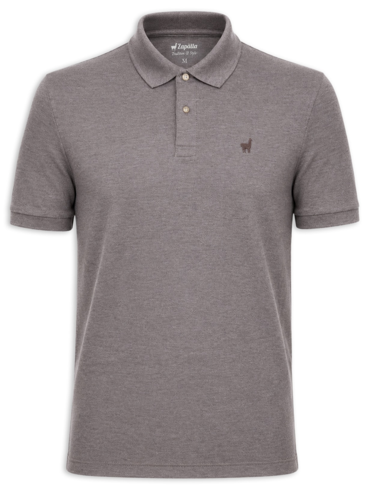 Polo Masculina Em Malha Piquet Mescla Color Marrom Zapalla