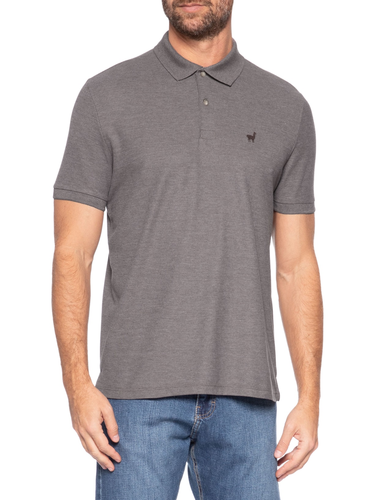Polo Masculina Em Malha Piquet Mescla Color Marrom Zapalla
