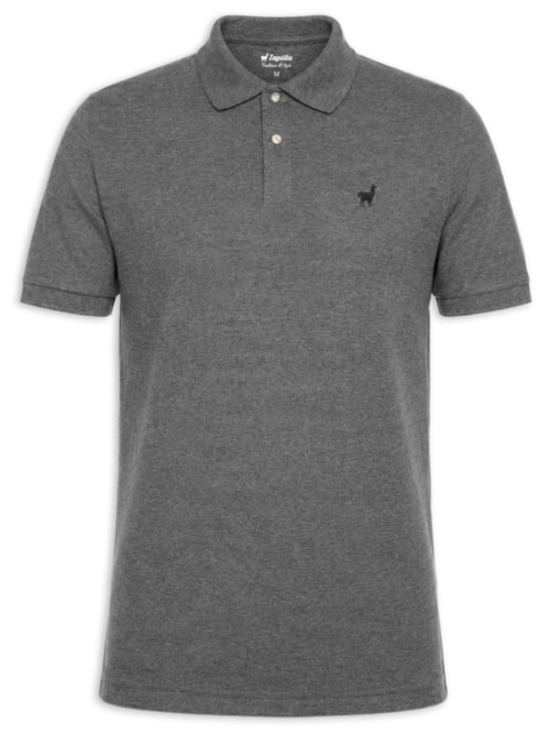 Polo Masculina Em Malha Piquet Mescla Color - Preto
