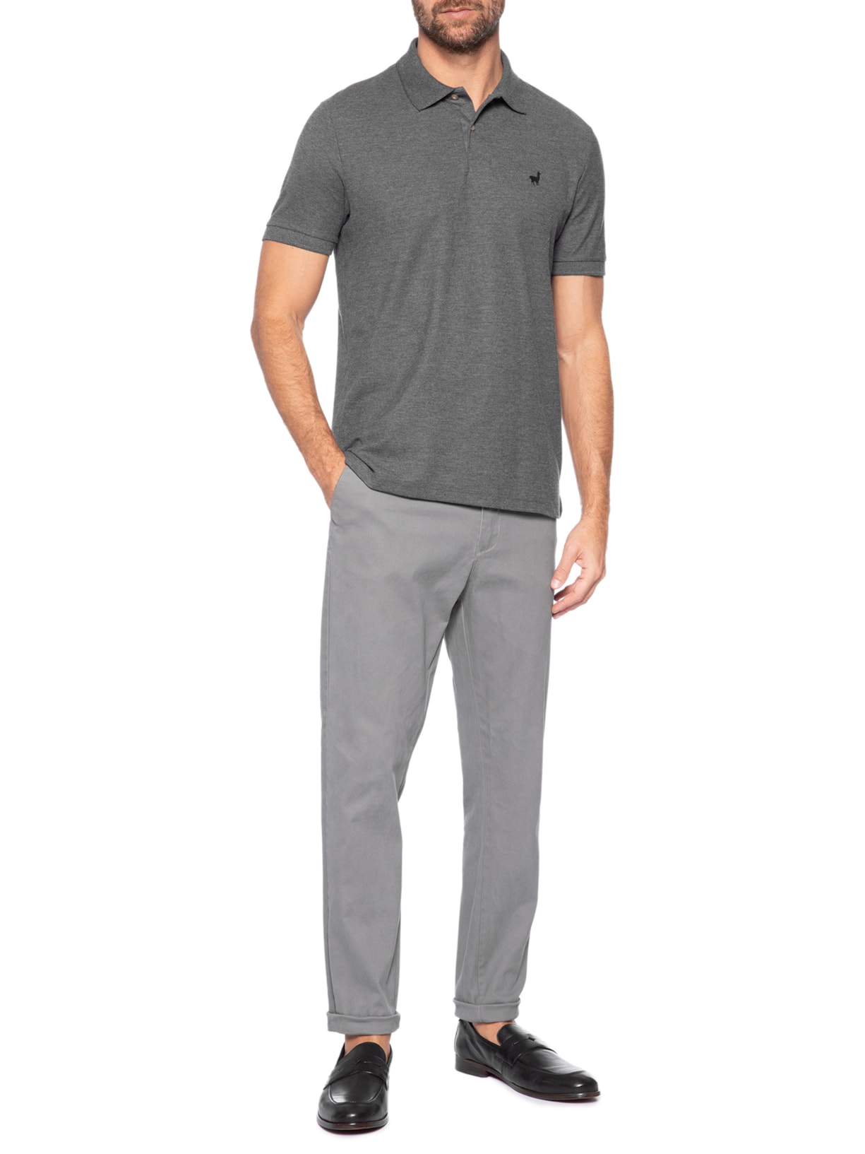 Polo Masculina Em Malha Piquet Mescla Color Preto Zapalla