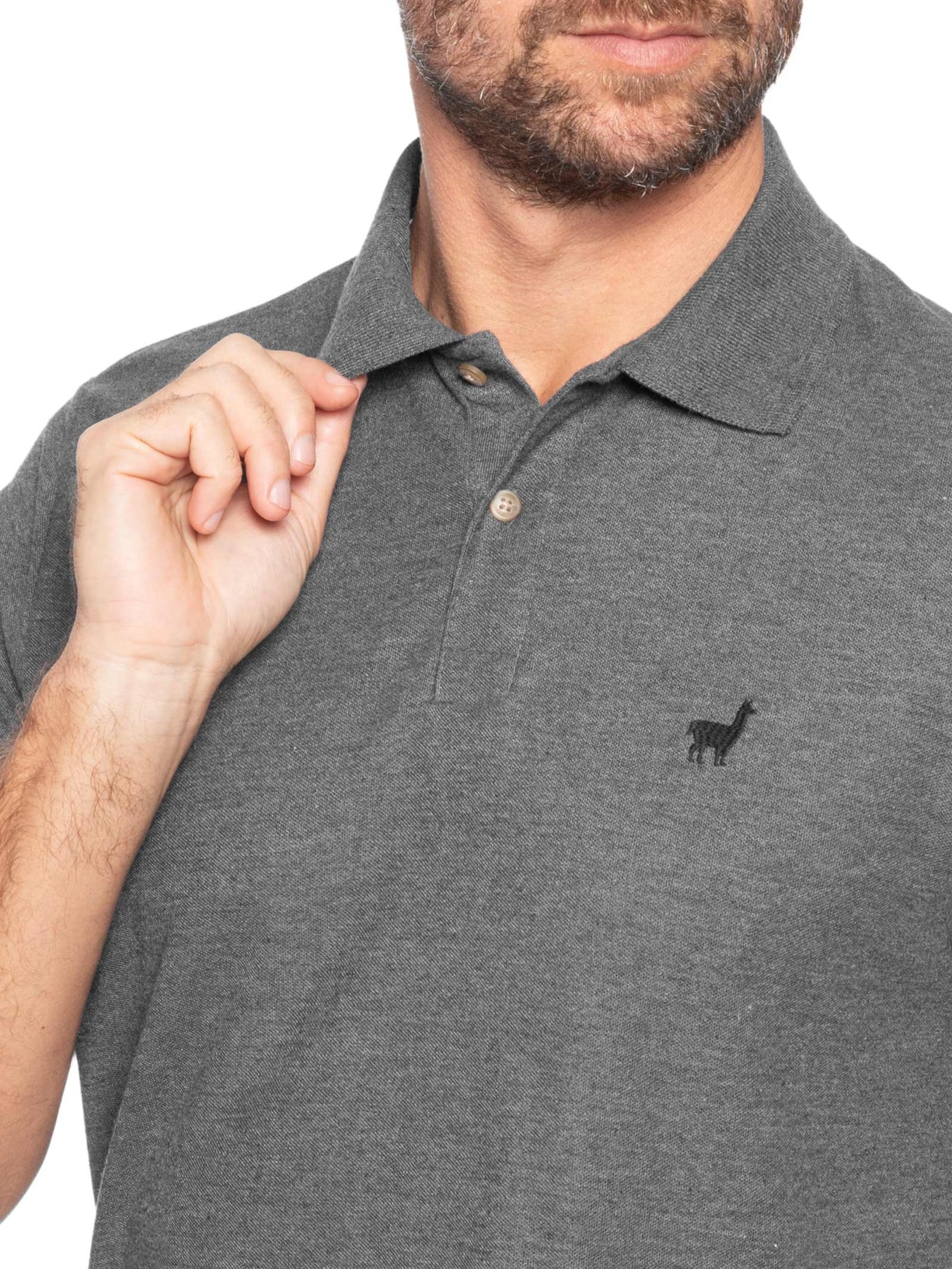 Polo Masculina Em Malha Piquet Mescla Color Preto Zapalla