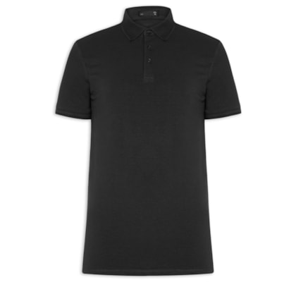 Polo Masculina Em Malha - Preto