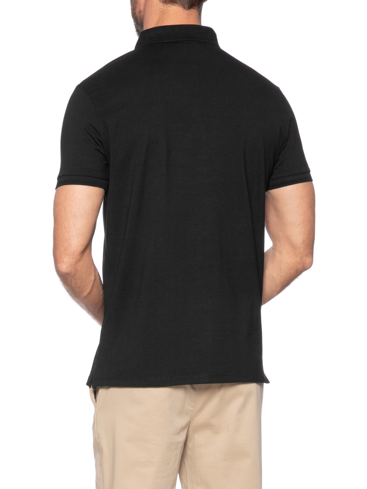 Polo Masculina Em Malha Preto '2 Essential