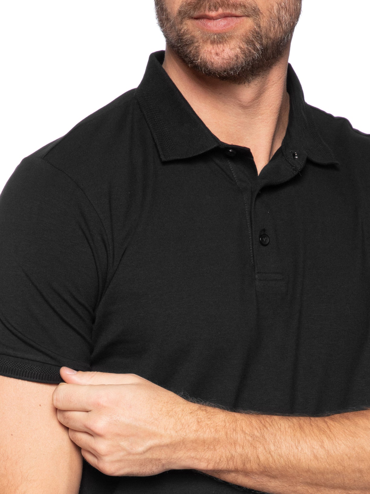 Polo Masculina Em Malha Preto '2 Essential