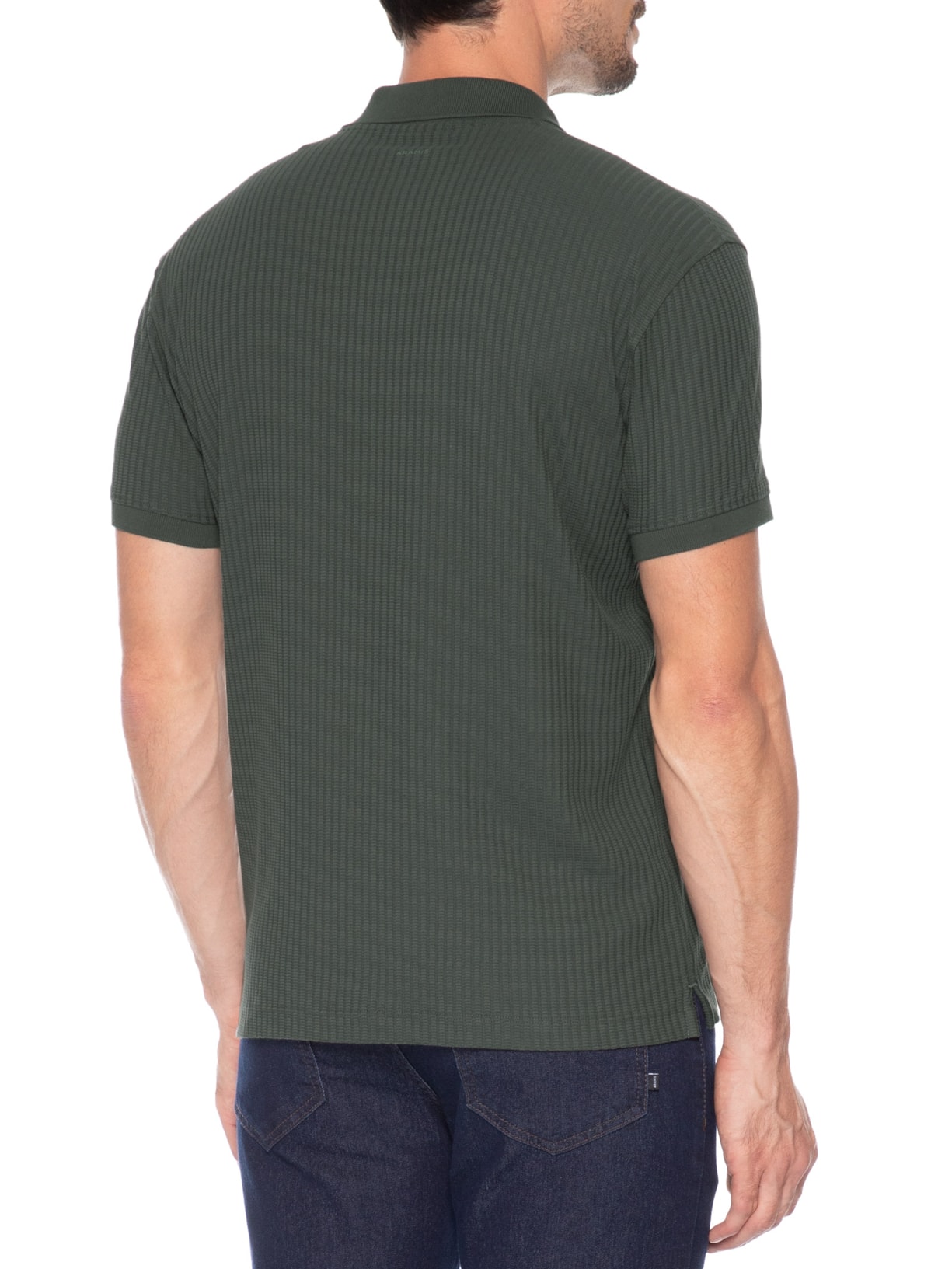 Polo Masculina em Malha Texturizada – Verde Aramis